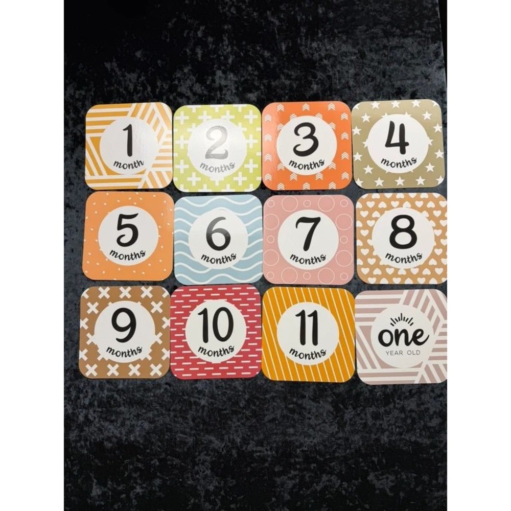 Baby Milestone Photo Cards 12 Pc Double Sided First Year Monthly Newborn Set